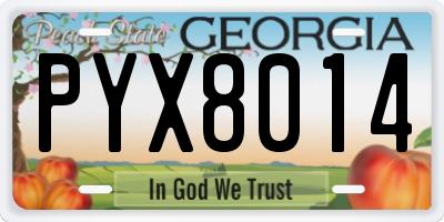 GA license plate PYX8014