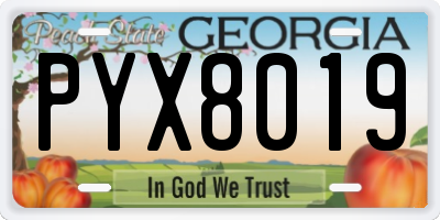 GA license plate PYX8019