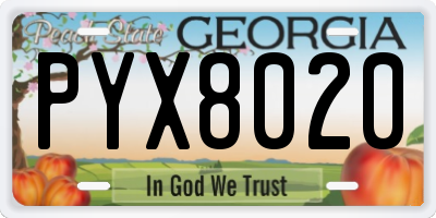 GA license plate PYX8020