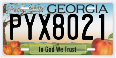 GA license plate PYX8021