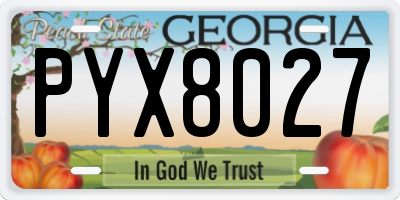 GA license plate PYX8027