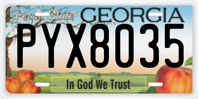 GA license plate PYX8035