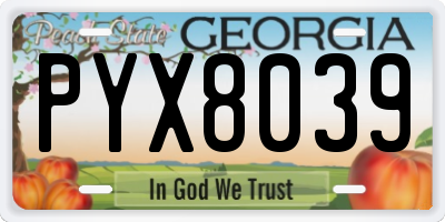 GA license plate PYX8039