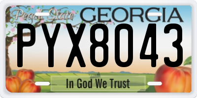 GA license plate PYX8043