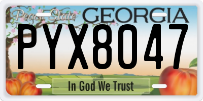 GA license plate PYX8047