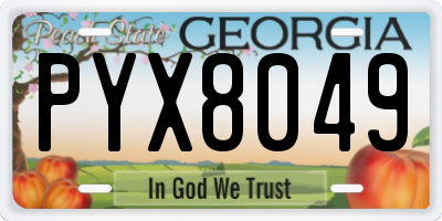 GA license plate PYX8049