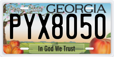 GA license plate PYX8050