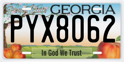GA license plate PYX8062