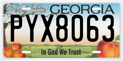 GA license plate PYX8063