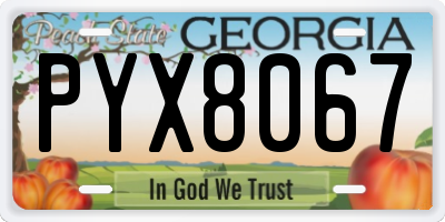 GA license plate PYX8067