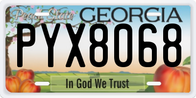 GA license plate PYX8068