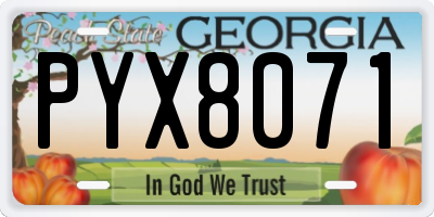 GA license plate PYX8071