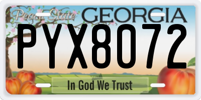 GA license plate PYX8072