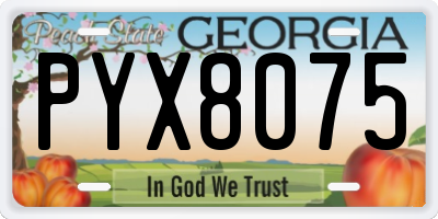 GA license plate PYX8075