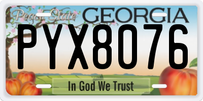 GA license plate PYX8076