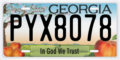 GA license plate PYX8078