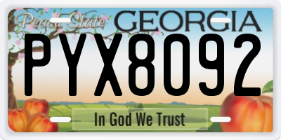 GA license plate PYX8092