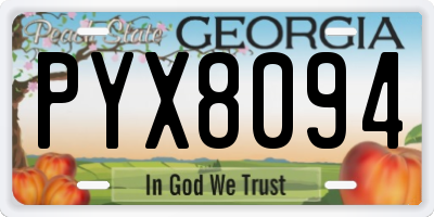 GA license plate PYX8094