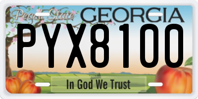 GA license plate PYX8100