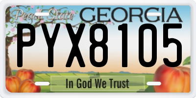 GA license plate PYX8105