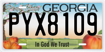 GA license plate PYX8109
