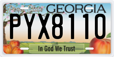 GA license plate PYX8110
