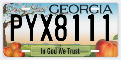 GA license plate PYX8111