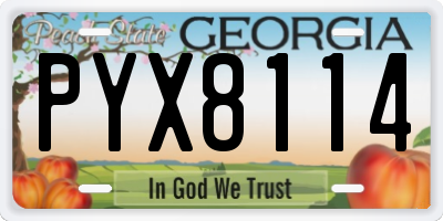 GA license plate PYX8114