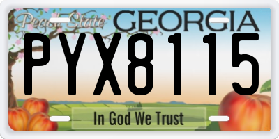 GA license plate PYX8115