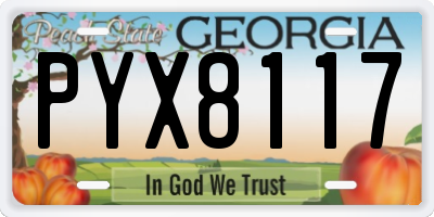 GA license plate PYX8117