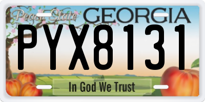 GA license plate PYX8131