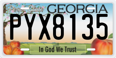 GA license plate PYX8135