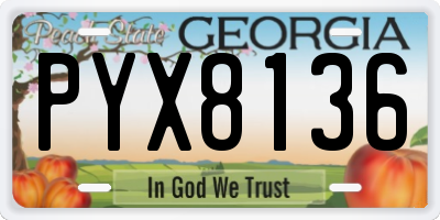 GA license plate PYX8136