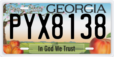GA license plate PYX8138