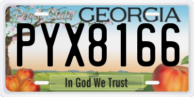GA license plate PYX8166