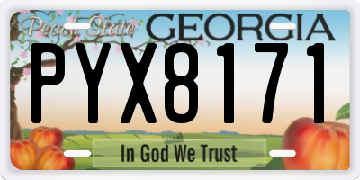 GA license plate PYX8171