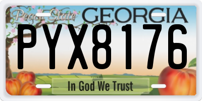 GA license plate PYX8176