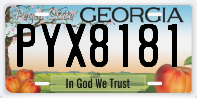 GA license plate PYX8181