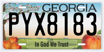 GA license plate PYX8183
