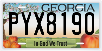 GA license plate PYX8190