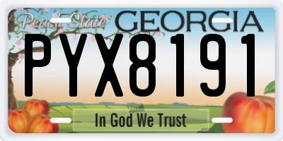 GA license plate PYX8191