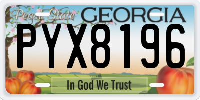 GA license plate PYX8196