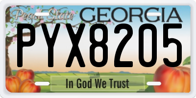 GA license plate PYX8205