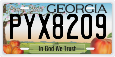 GA license plate PYX8209