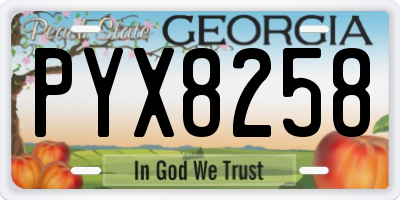 GA license plate PYX8258