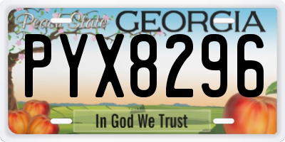GA license plate PYX8296