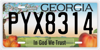 GA license plate PYX8314