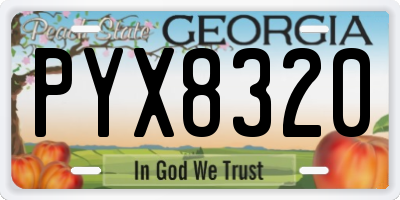 GA license plate PYX8320