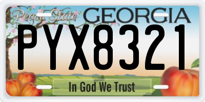 GA license plate PYX8321