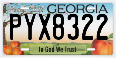 GA license plate PYX8322